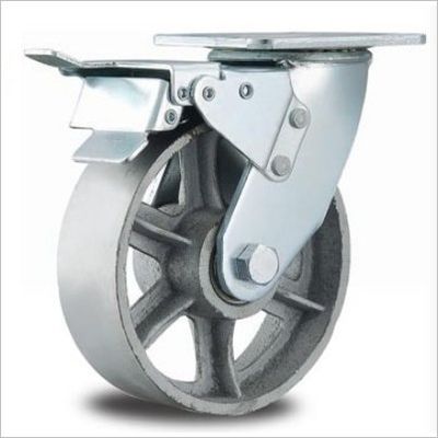 Roda tugas berat roda besi cor 4 inci dengan rem